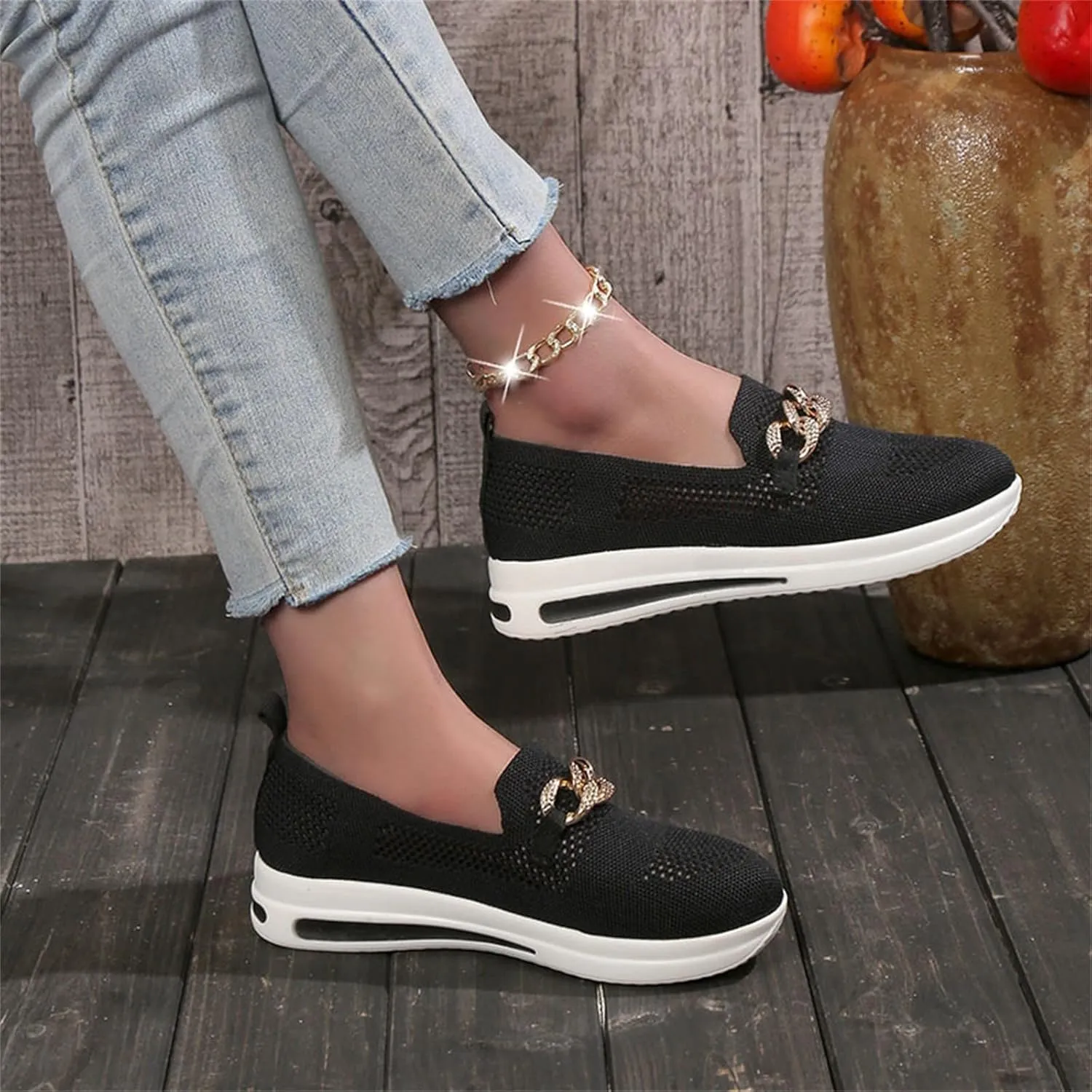 ZSpzx Loafers for Women Air Cushioned Mesh Flat Breathable Comfort Walking Sneakers Low Top Slip on Arch Support Casual Boat Shoes Elastic Athletic Shoe for Jogging Running Daily Wear