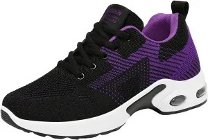 ZSpzx Running Sneakers for Women Air Cushioned Lace Up Running Tennis Sneaker Low Top Lightweight Arch Support Walking Shoes Breathable Elastic Athletic Closed Toe Shoe for Gym Travel Daily Wear