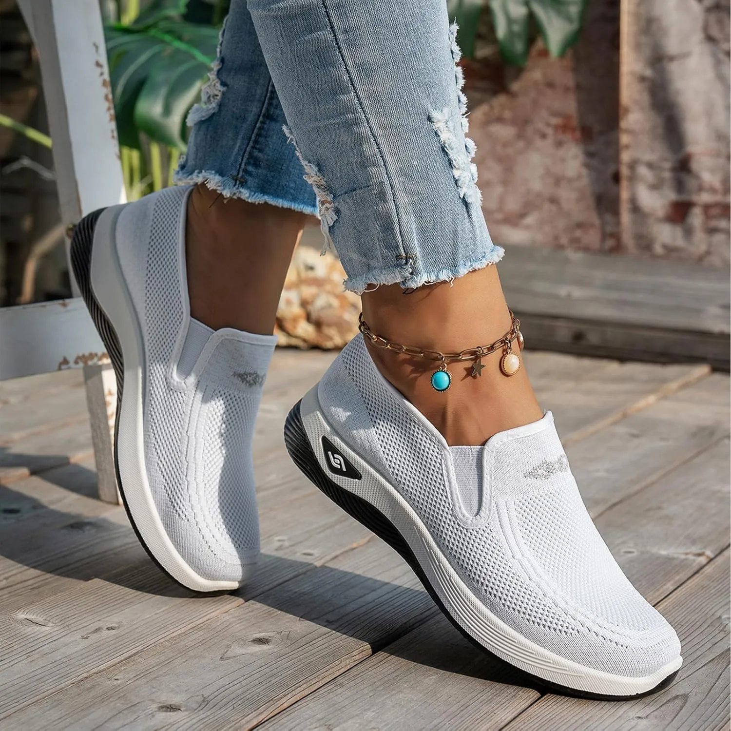 ZWRXW Women's Woven Orthopedic Shoes Diabetic Arch Support Slip On Walking Shoes Mesh Up Running Going Out Flat Sneaker Comfortable Lightweight Breathable Soft Shoe Healthy Footwear