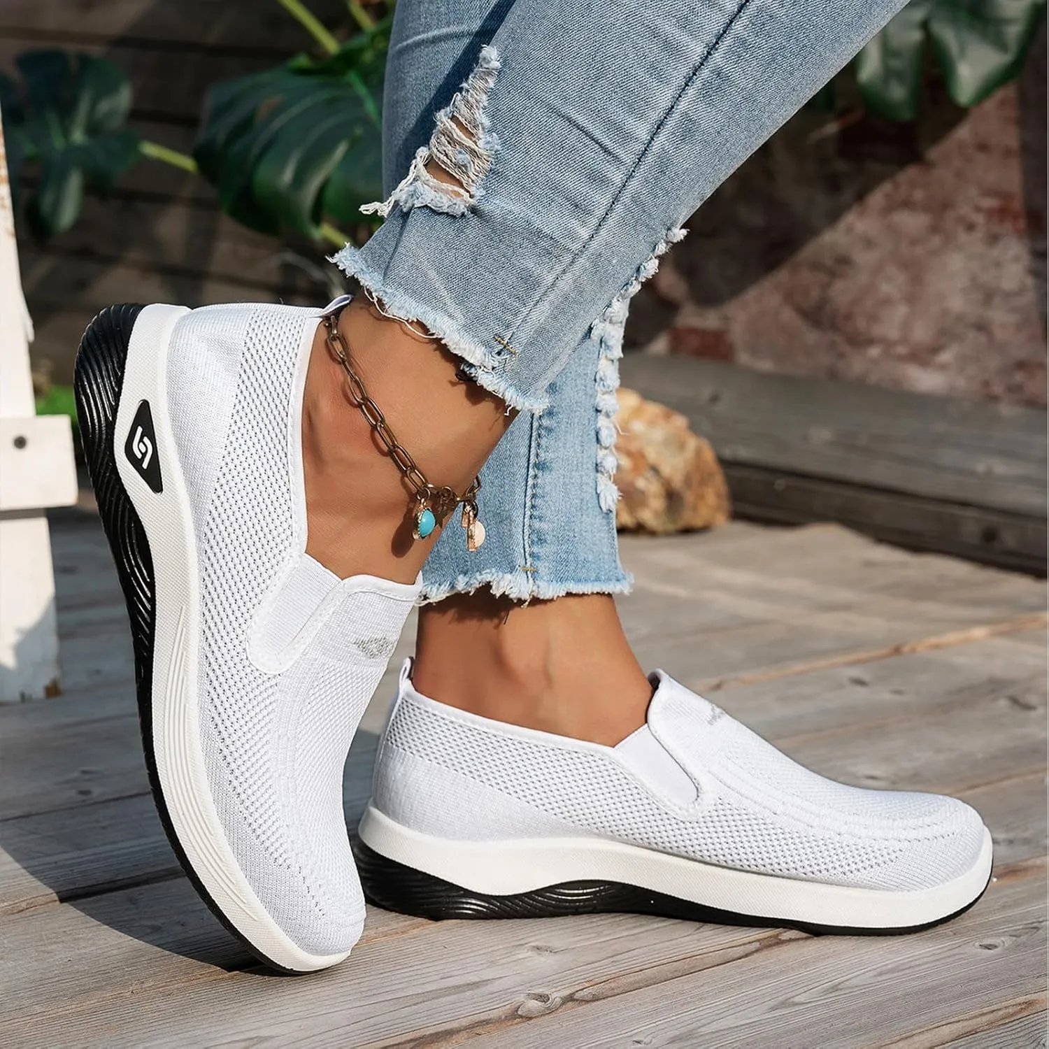 ZWRXW Women's Woven Orthopedic Shoes Diabetic Arch Support Slip On Walking Shoes Mesh Up Running Going Out Flat Sneaker Comfortable Lightweight Breathable Soft Shoe Healthy Footwear
