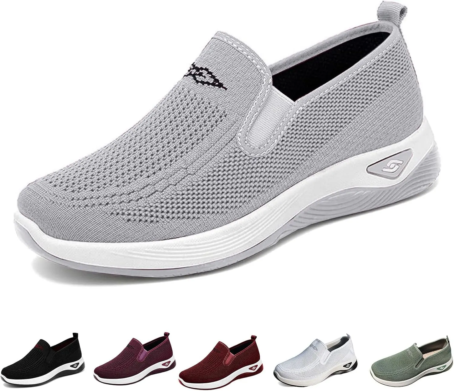 ZWRXW Women's Woven Orthopedic Shoes Diabetic Arch Support Slip On Walking Shoes Mesh Up Running Going Out Flat Sneaker Comfortable Lightweight Breathable Soft Shoe Healthy Footwear